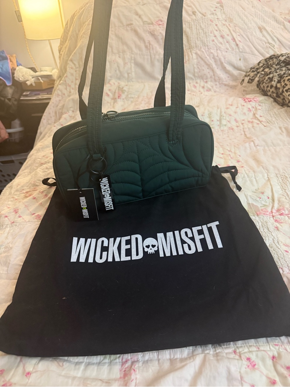 Dark Green Quilted Shoulder Bag